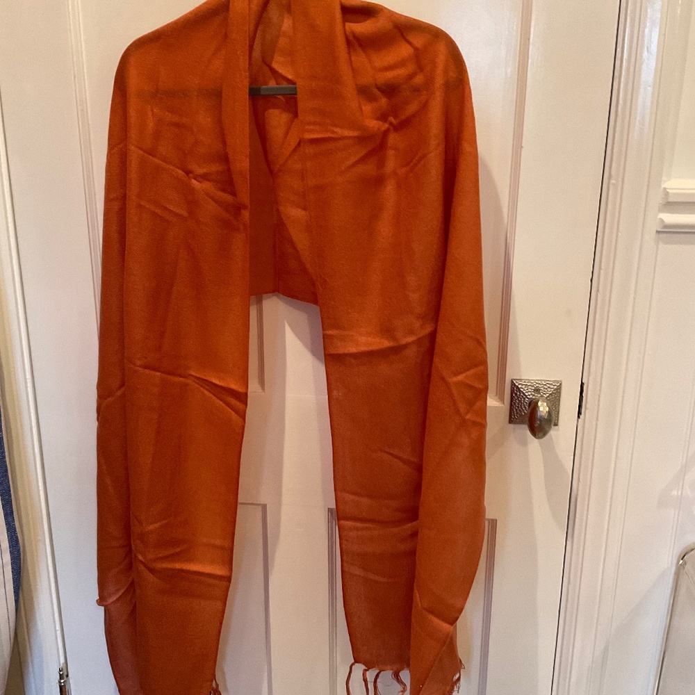 Burnt pumpkin orange textured scarf wrap by Tarnish